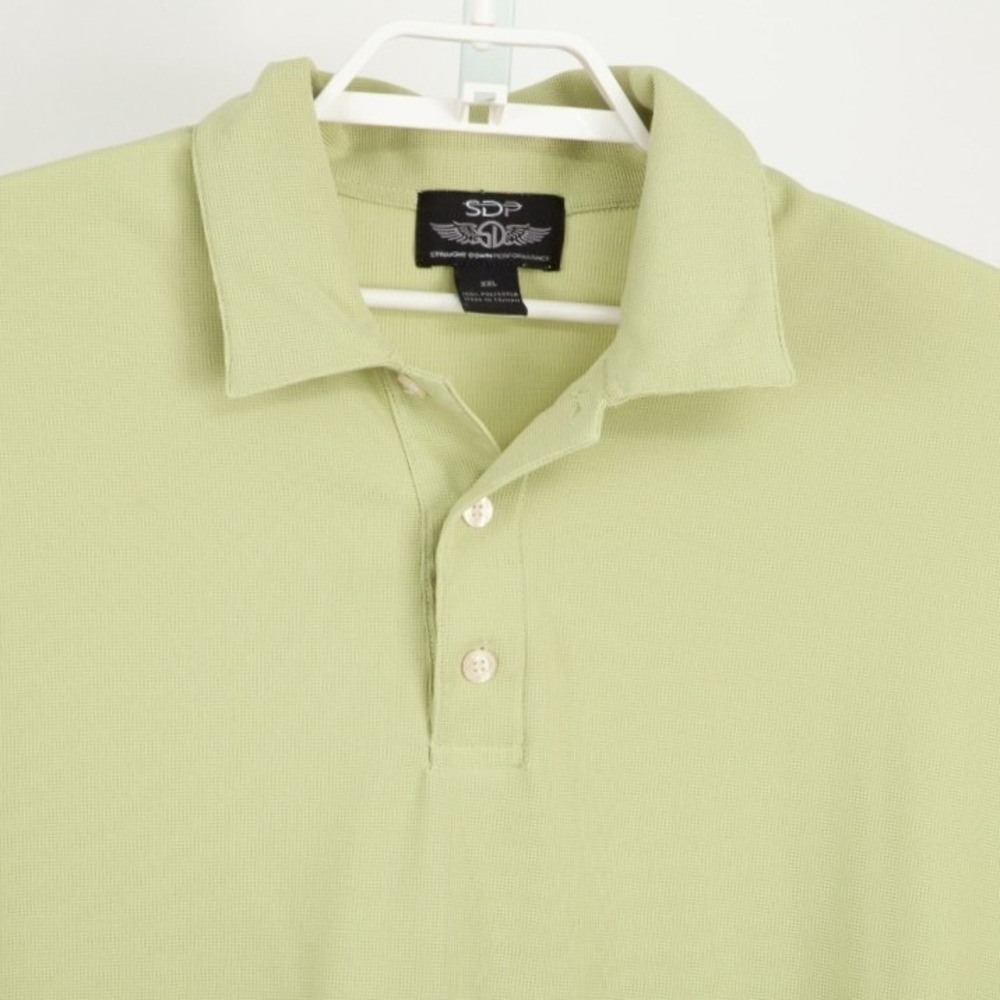 Straight Down Performance Polo Men XXL Green Short Sleeve Waffle Knit Golf Shirt